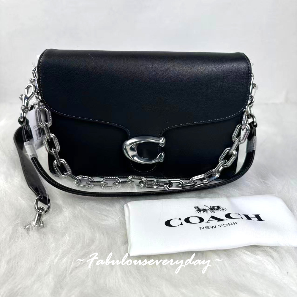 Coach Chain Tabby Shoulder Bag Crossbody In Leather/Silver/Black CY919 NWT